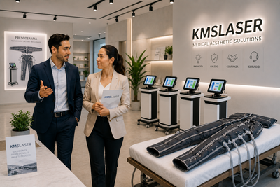 Visita al showroom de KMSLASER para elección de proveedor de presoterapia profesional