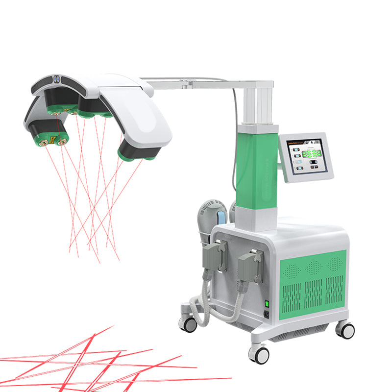 red and green laser slimming machine adjustable pull rod automatic lifting with 2 EMS handles 13 T high energy slimming machine