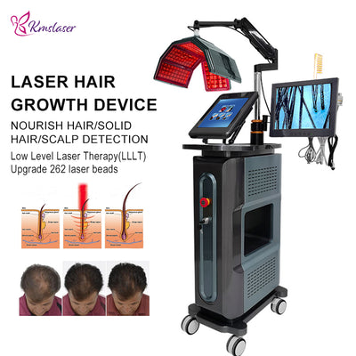 KMSLASER 650nm Diode Laser Hair Growth Device – 262pcs LLLT Scalp Therapy Machine with Hair Analyzer