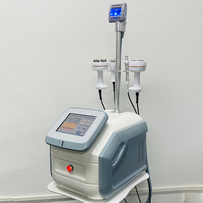 5-in-1 Vacuum Roller RF & 40K Cavitation Machine – Real Clinic Setup with Upright Top Screen Extension Pole | KMSLASER