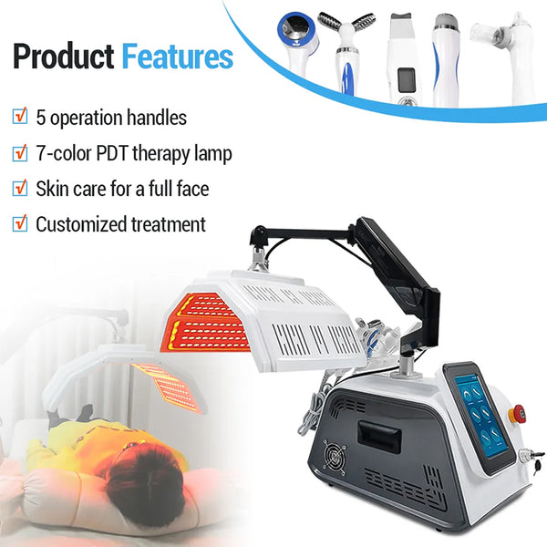 7 Color LED face facial light therapy skin care led beauty machine with oxygen spray skin scrubber 6 in 1