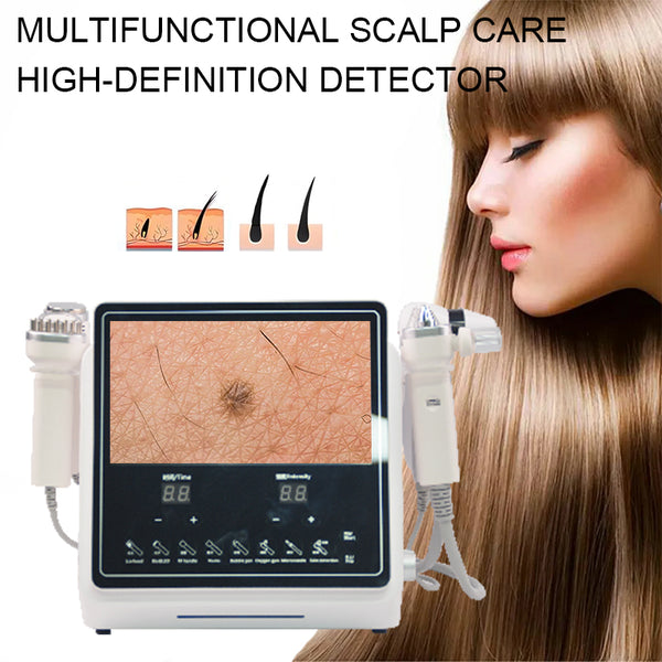 Scalp care testing machine with skin analysis system