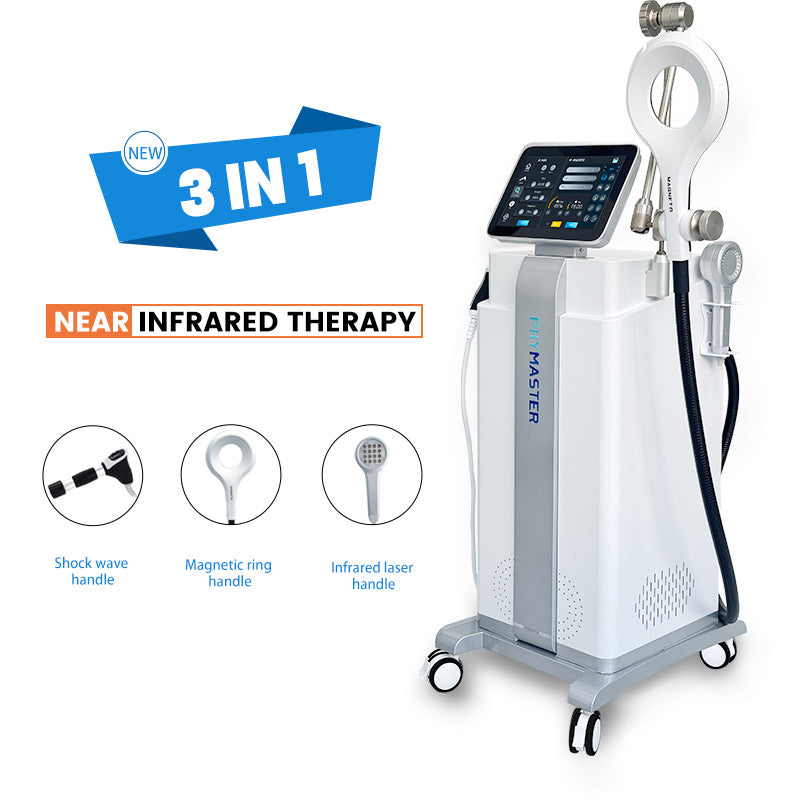 3IN1 SHOCK WAVE Magneto NEO Magnetic Near Infrared EMT Phymaster 808nm/650nm Shockwave Therapy Machine