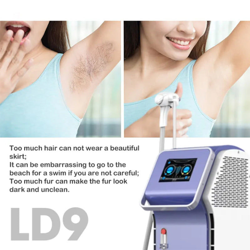 755 808 1064 Diode Laser Hair Removal Machine All Skin Type Hair Removal Laser 3 Wavelength 2023