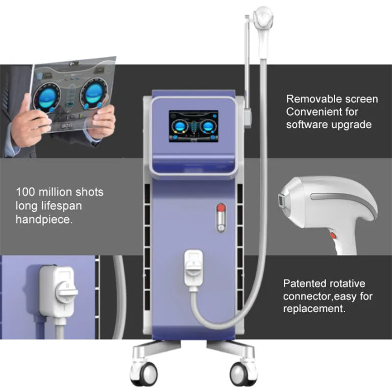 755 808 1064 Diode Laser Hair Removal Machine All Skin Type Hair Removal Laser 3 Wavelength 2023