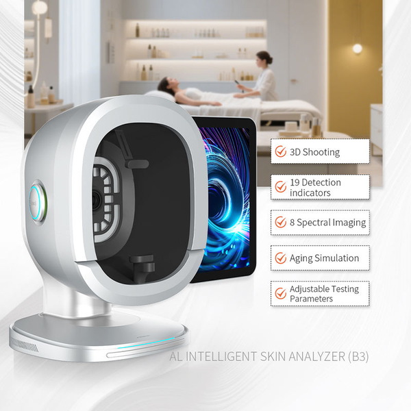 B3 AI Intelligent Skin Analyzer Machine with 8 Spectral Imaging, 3D Shooting 17 Facial Skin Tests Cloud Data Reports