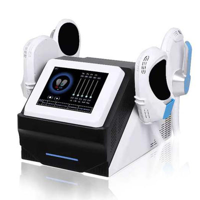 KMS-F37 7T HIFEM Emsculpt machine full product view with 4 electromagnetic applicators and touch screen control panel