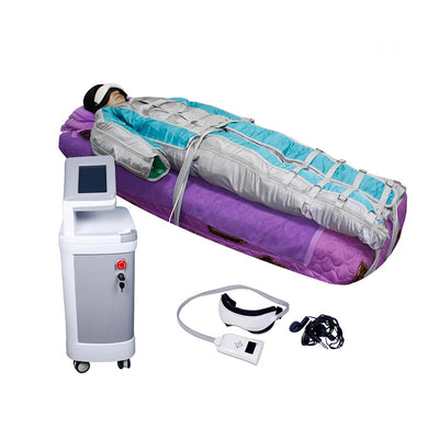BR616 Quiet Full-Body Infrared Pressotherapy Machine – Clinical Bed Treatment with Floor-Standing Host Unit & Eye Massager | KMSLASER