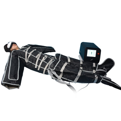 SA18 Full-Body Infrared Pressotherapy Machine – Clinical Bed Treatment with Black Air Compression Suit & Eye Massager | KMSLASER