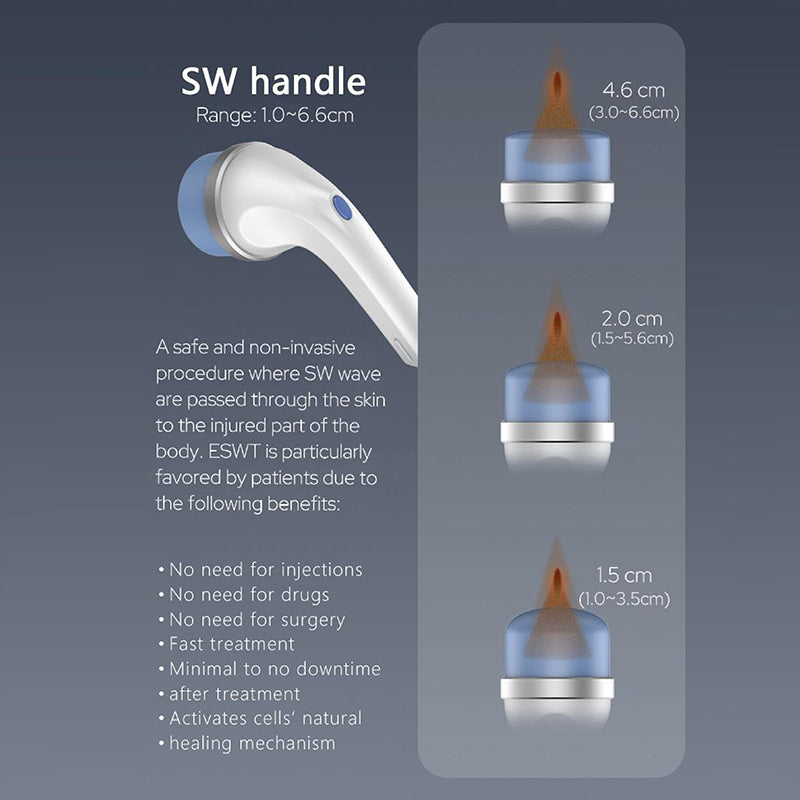 SW7 Focus Shockwave Therapy Machine Non Invasive Pain Relief Focusd Shock Wave ESWT Device Multiple 1.5cm 2.0cm 4.6cm Depths