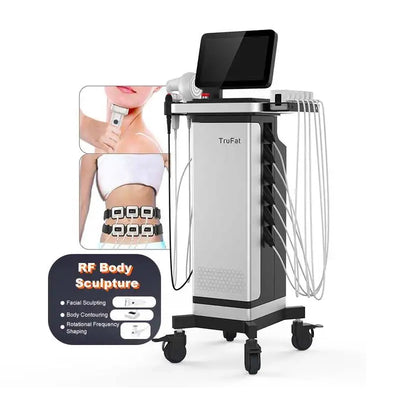 HI45P Monopolar RF Body Sculpting Machine – Front View with 8 RF Handles, Touch Screen & Professional Cart Design | KMSLASER