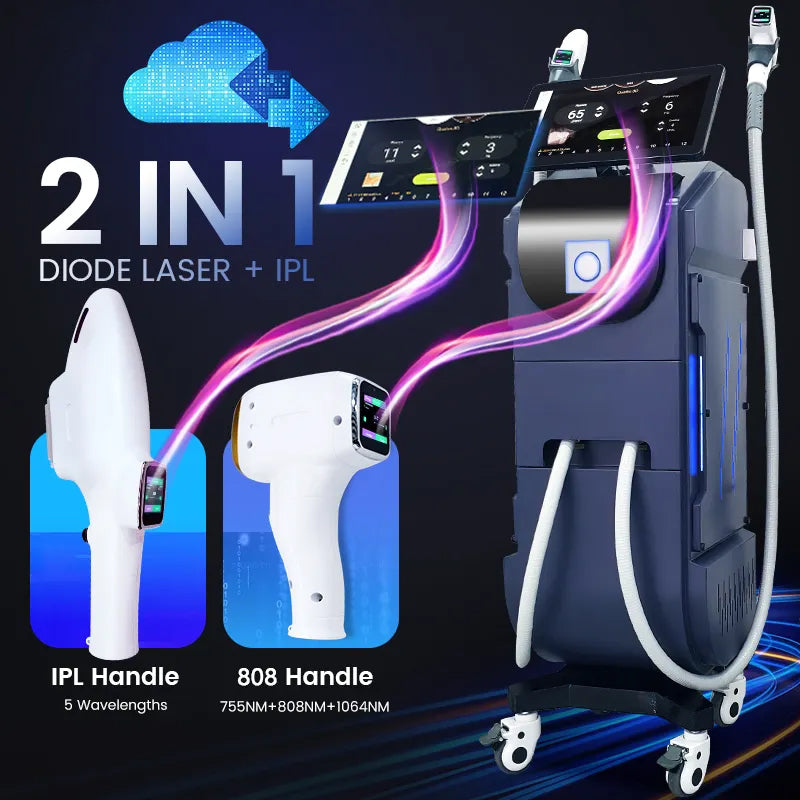 Diode laser hair removal ipl opt nd yag multifunctional 2 In 1 beauty laser skin treatment therapy machines