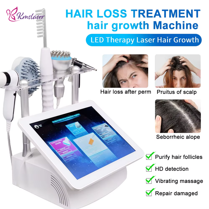 KMSLASER hair loss treatment growth 2 HD detector heads scalp analysis device hair analyzer machine for hair loss scalp massager