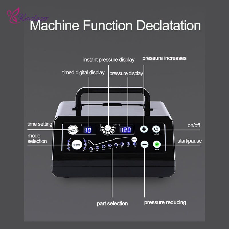 KMSLASER Pressotherapy Air Compression Foot Muscle Massager Leg Recovery Boots lymphatic drainage machine Relax Physiotherapy 8Cavity