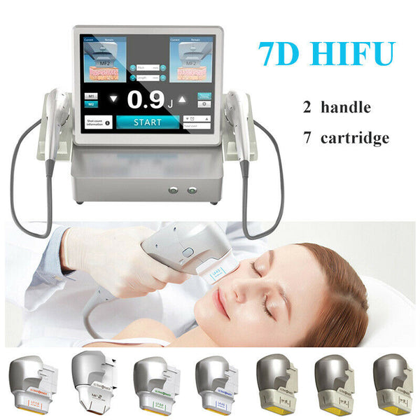 7D HIFU Ultrasound Machine Wrinkle Removal Face Body Tightening W/ 7 Cartridges