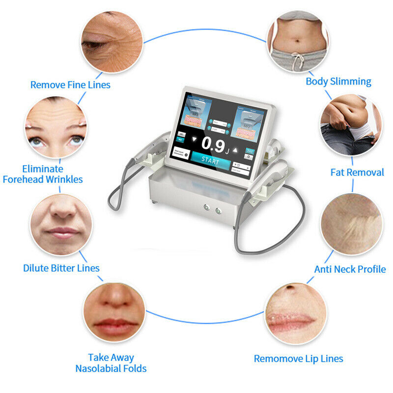 7D HIFU Ultrasound Machine Wrinkle Removal Face Body Tightening W/ 7 Cartridges