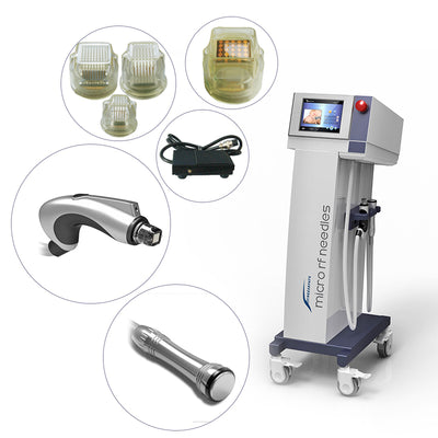 MR18-2S 4-in-1 fractional RF microneedling machine with SRF, Cryo, PDT handpieces and needle cartridge accessories