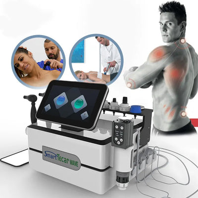 Portable CET RET Shockwave Diathermy Machine – Full System with Treatment Application on Back & Shoulder | KMSLASER