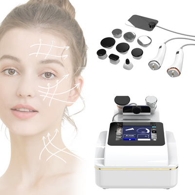 RET CET RF Tecar Therapy Machine – Model Showing Facial Treatment with Round Capacitive Electrode | KMSLASER