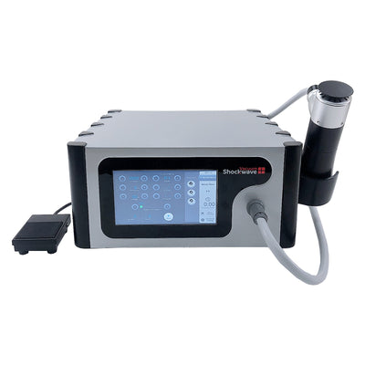 V-Shock Electromagnetic Shockwave Machine – Front View with Touch Screen Interface and Black Treatment Handpiece | KMSLASER