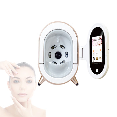 3D Magic Mirror Facial Skin Analyzer M9 – Front & Side View with Model Using Face Scanner for Skin Analysis | KMSLASER