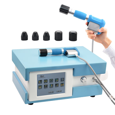 SW24 Pneumatic Acoustic Shockwave Therapy Machine – Front View with Touch Screen, Handpiece & 5 Treatment Heads | KMSLASER